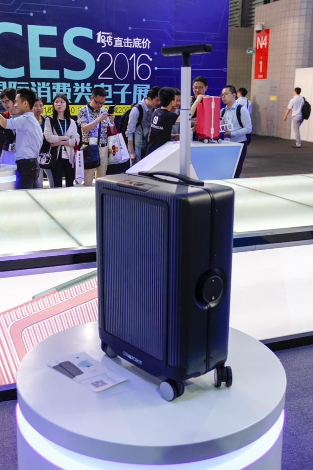 A robotic suitcase that follows its owner around
